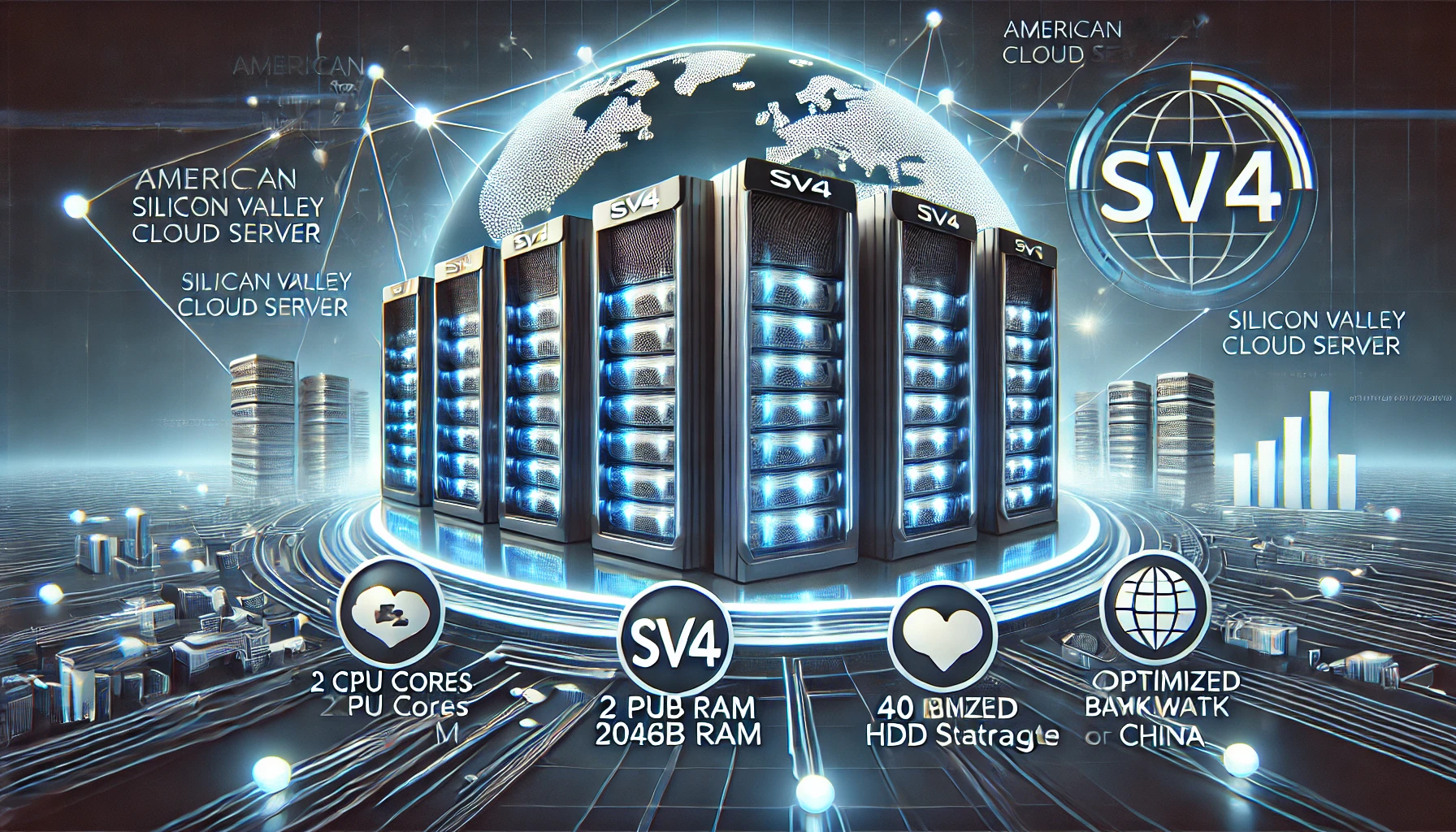 美国硅谷云服务器:美国云服务器sv5,CPU:4 CPU Cores,内存:4096M, 硬盘:,宽带:大陆优化30M,IP:1IP个仅350元/月